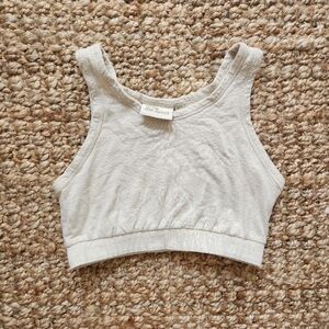 Silk Noil Cream Cropped Tank Top